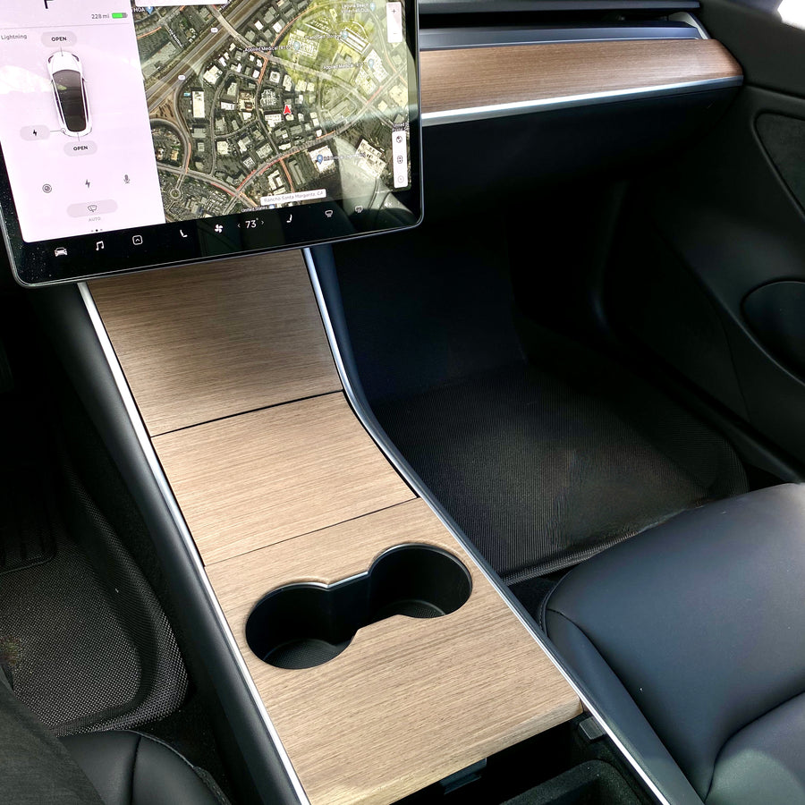 Model 3 & Y Center Console Overlays (Gen. 1) - Real Open-Pore Wood Ven ...