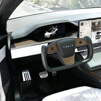 2021 + | Model S & X Yoke Steering Wheel Ebony Wood Accent Overlays