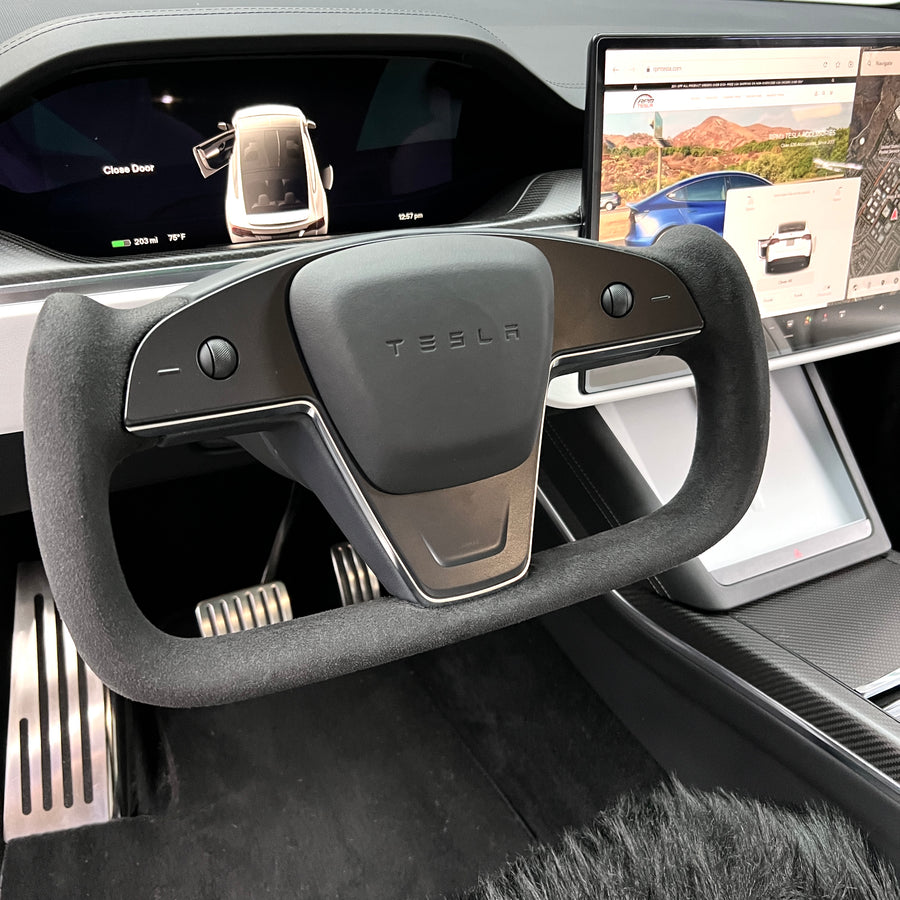 2021+ | Model S & X Original TESLA Factory Yoke Heated Steering Wheel - Leather or Alcantara