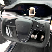 2021+ | Model S & X Original TESLA Factory Yoke Heated Steering Wheel - Leather or Alcantara