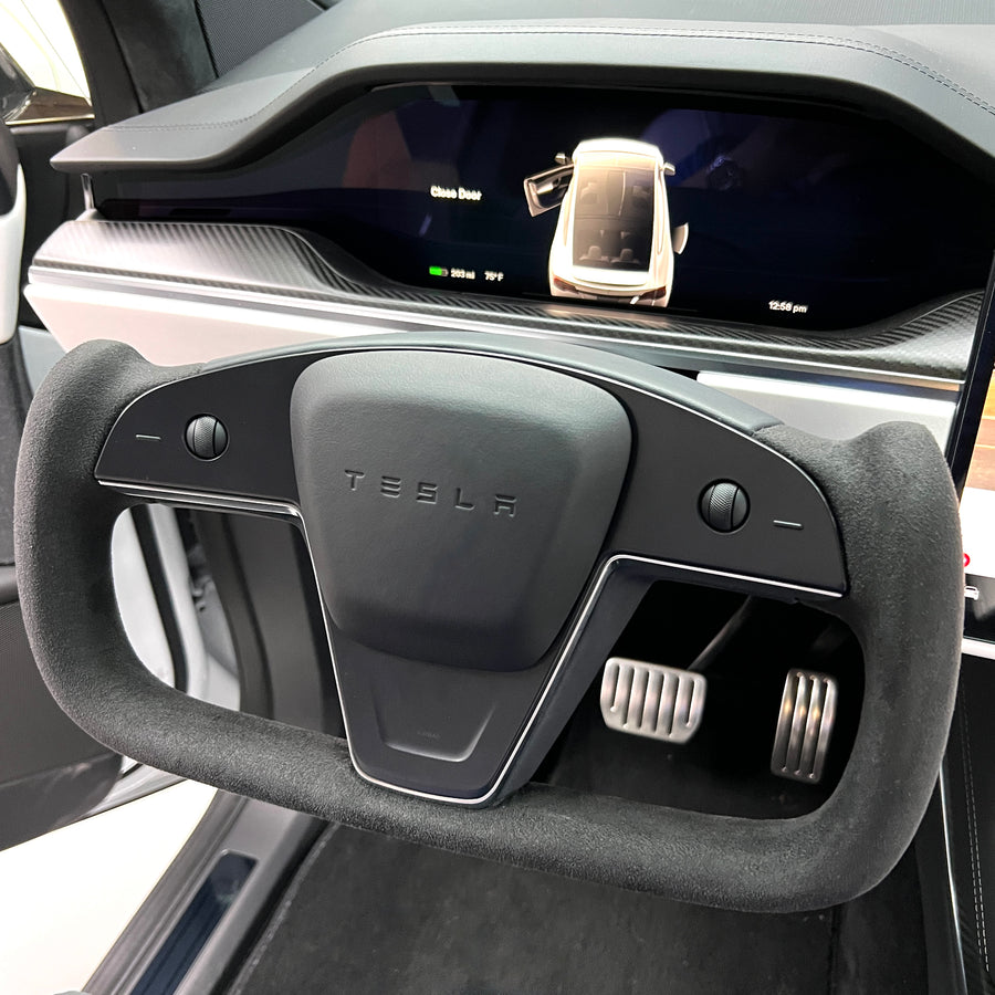 2021+ | Model S & X Original TESLA Factory Yoke Heated Steering Wheel - Leather or Alcantara