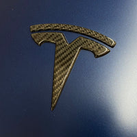 Model 3 T Logo Overlay (4 Pieces) Front & Back - Real Molded Carbon Fiber