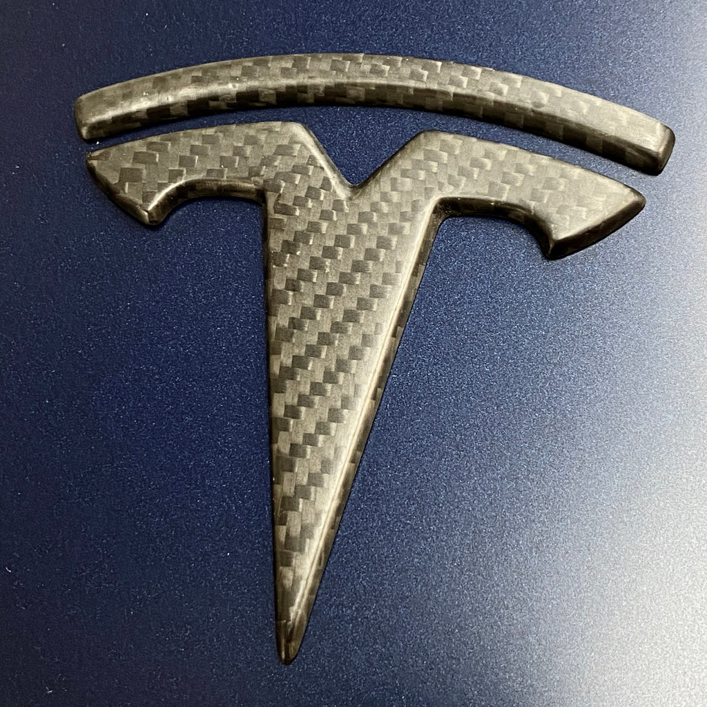 Model 3 T Logo Overlay (4 Pieces) Front & Back - Real Molded Carbon Fi