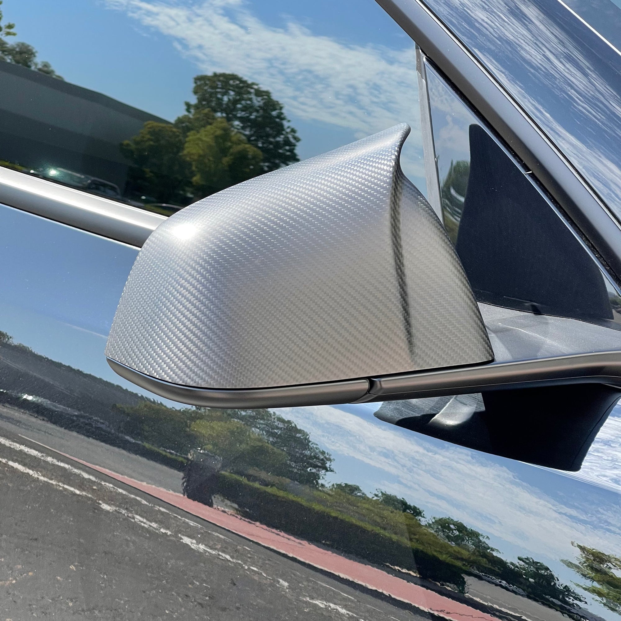2020-2024 | Model Y GT Style Side View Mirror Overlays (1 Pair) - Real Molded Carbon Fiber
