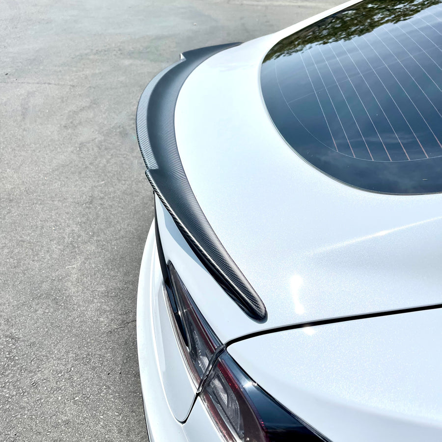 Model S Performance Plus V-Style Spoiler - Real Molded Carbon Fiber