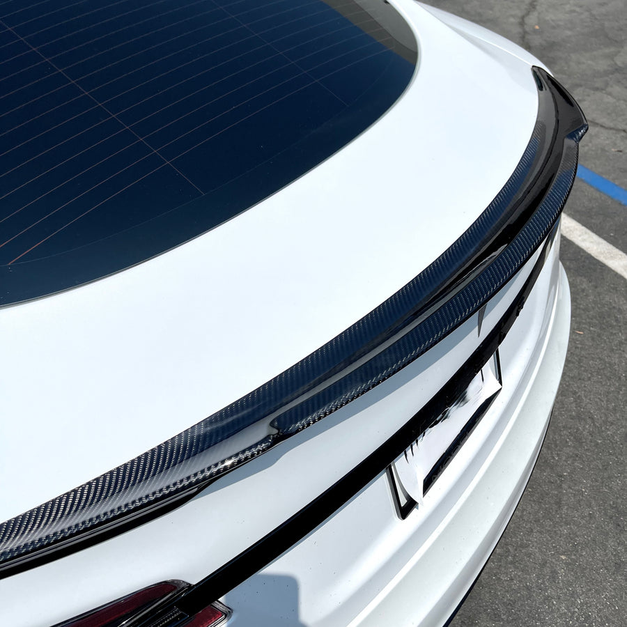 Model S Performance Plus V-Style Spoiler - Real Molded Carbon Fiber