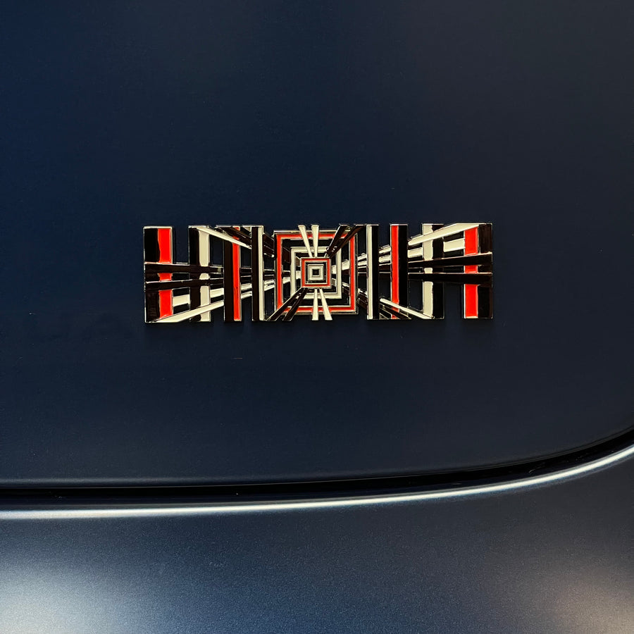 Tesla Plaid Spaceballs Tribute, Die-Cast Aluminum Badge Trunk Emblem - PLAID