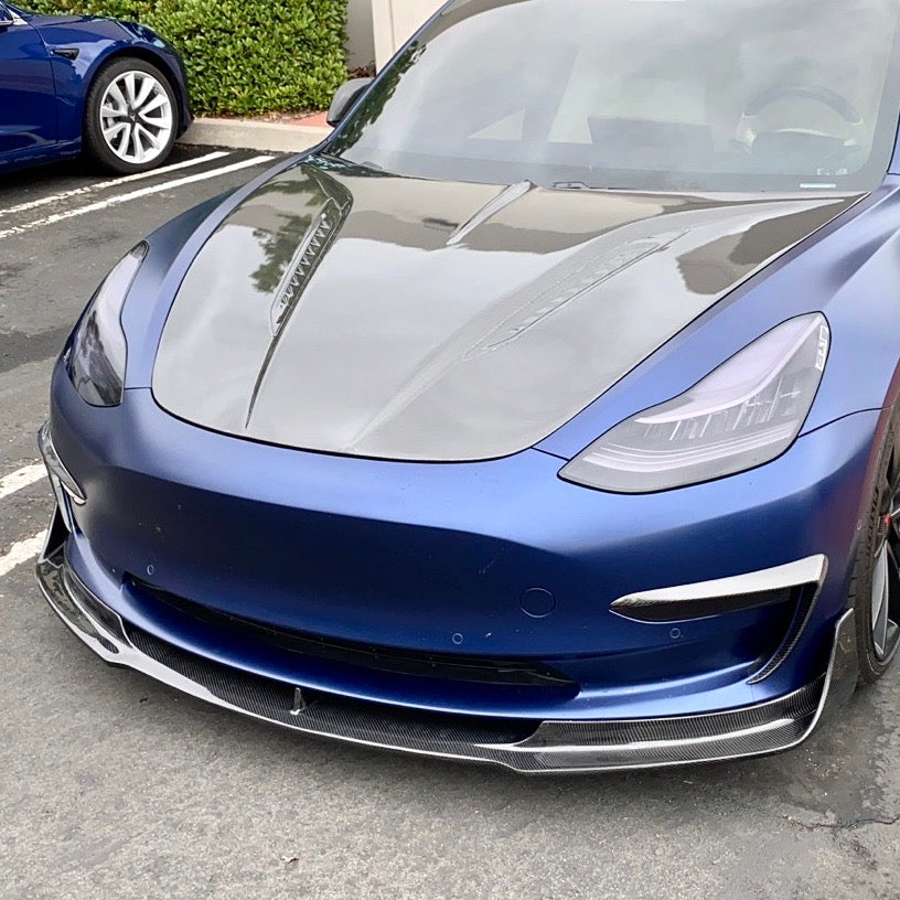 Model 3 Viento Aero Front Lip - Real Molded Carbon Fiber