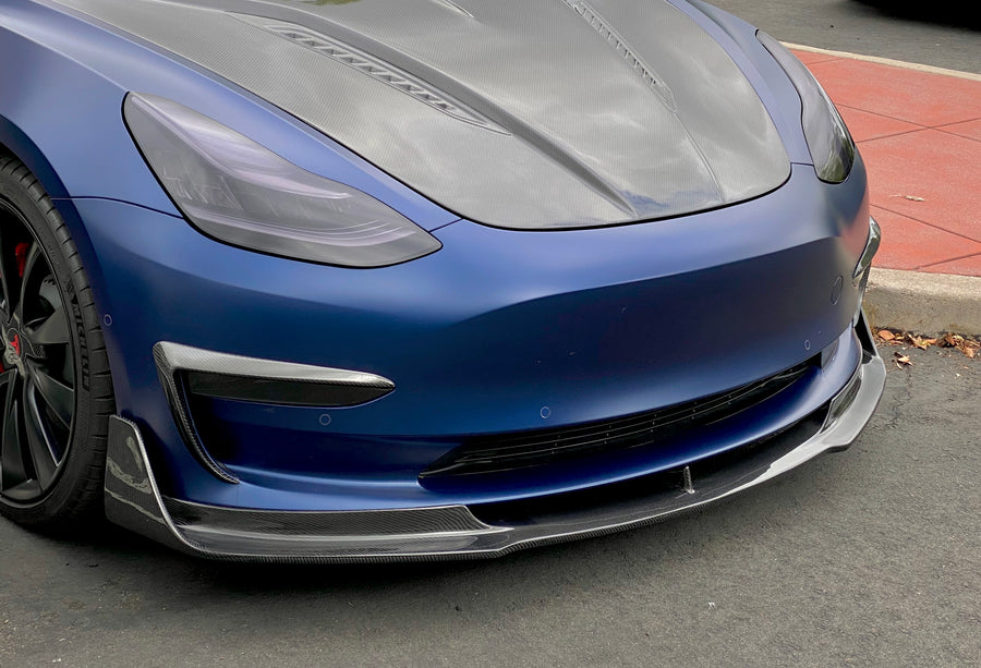 Model 3 Viento Aero Front Lip - Real Molded Carbon Fiber