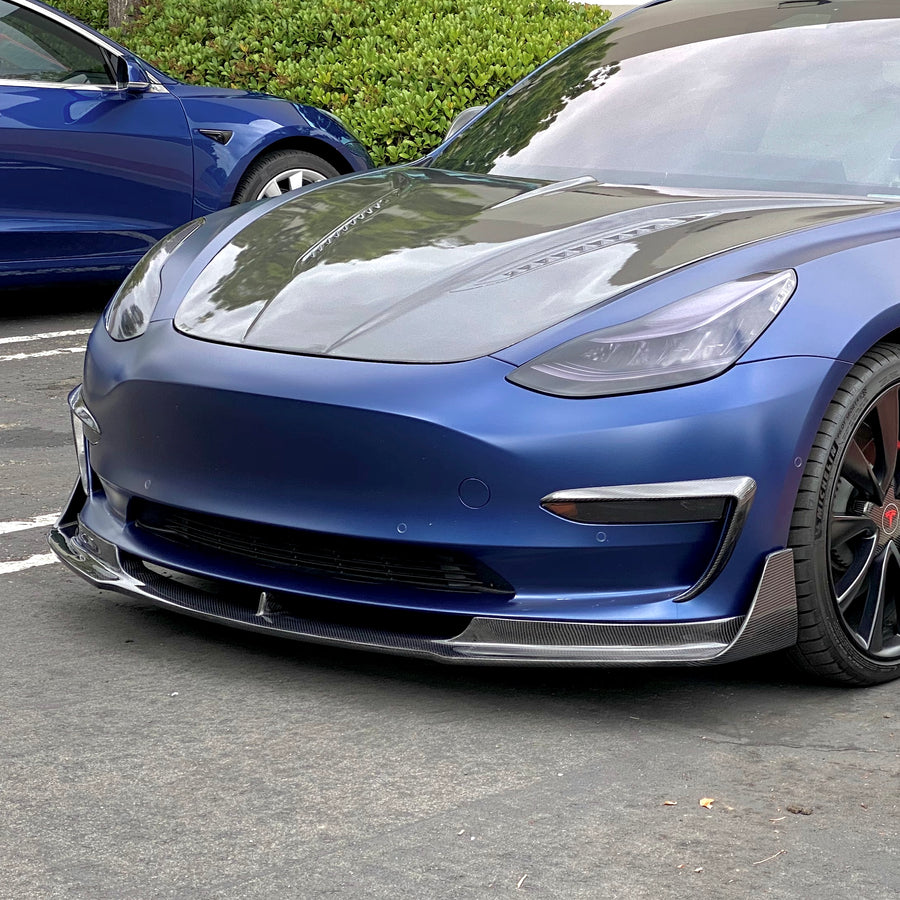 Model 3 Viento Aero Front Lip - Real Molded Carbon Fiber