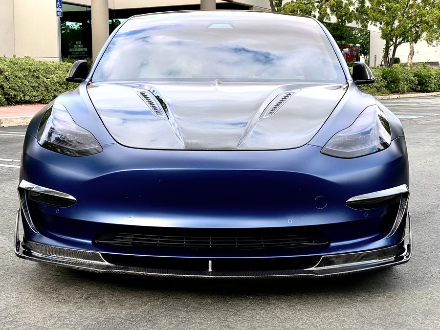 Model 3 Viento Aero Front Lip - Real Molded Carbon Fiber