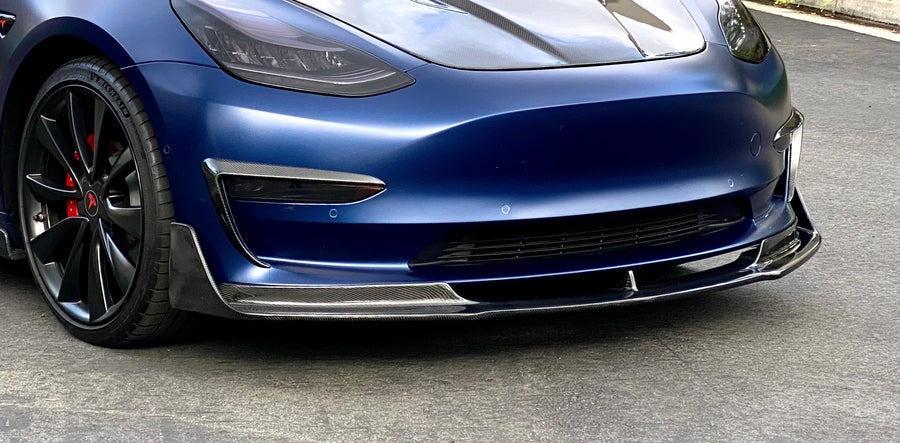 Model 3 Viento Aero Front Lip - Real Molded Carbon Fiber