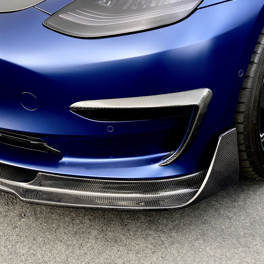 Model 3 Viento Aero Front Lip - Real Molded Carbon Fiber