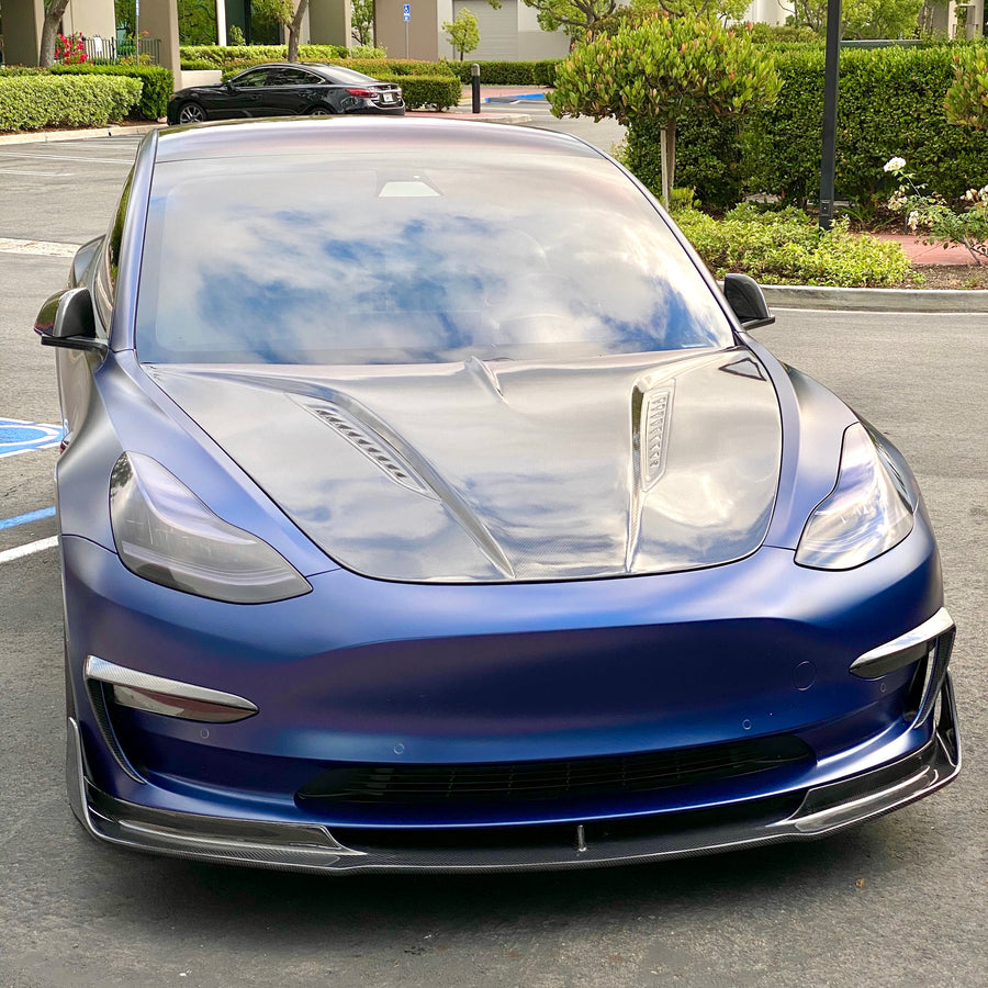 Model 3 Viento Aero Front Lip - Real Molded Carbon Fiber