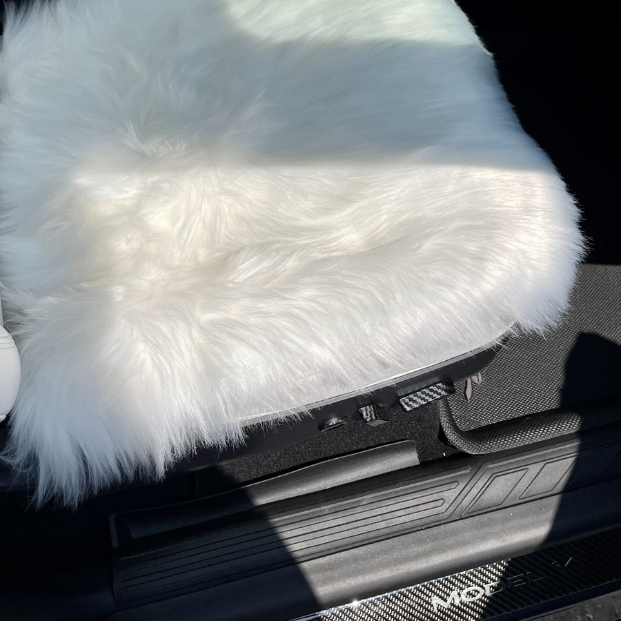 Faux Sheepskin Seat Covers, Headrests, & Pillows Front & Rear- White (SET OF 7)