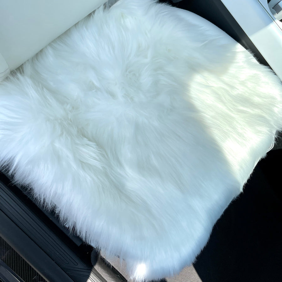 White Sherpa Wool Car Seat Cover Cushion Pad for Mini Cooper