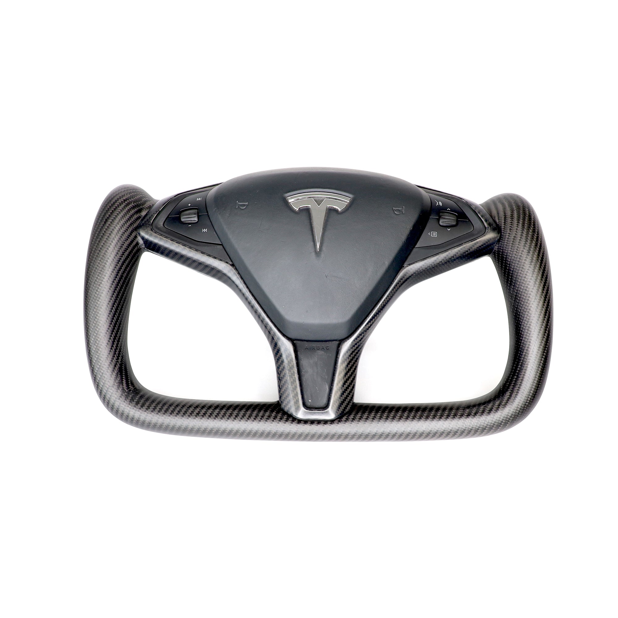 2012-2020 Model S &amp; X Steering Wheel Bezel Overlay - Real Molded Carbon Fiber