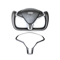 2012-2020 Model S & X Steering Wheel Bezel Overlay - Real Molded Carbon Fiber