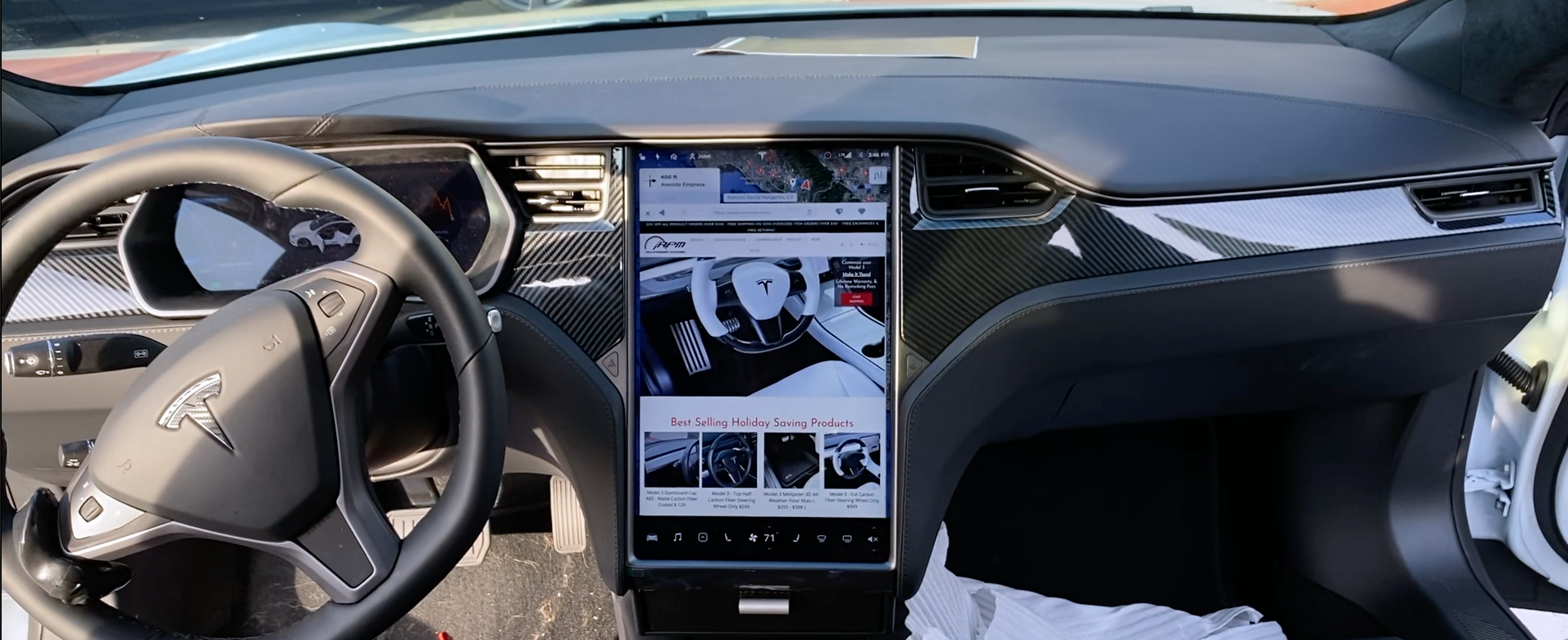 2012-2021 | Model S &amp; X Dashboard &amp; Center Console Upgrade Kit (7 Pieces) - Hydro Carbon Fiber Coated