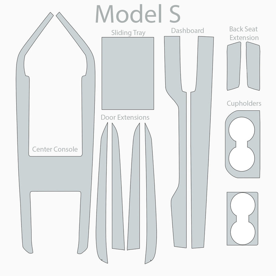 2021+ | Model S Plaid Interior Carbon Fiber Protection Kit - Glossy or Matte by Xpel