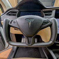 2012-2020 Model S & X Steering Wheel Bezel Overlay - Real Molded Carbon Fiber