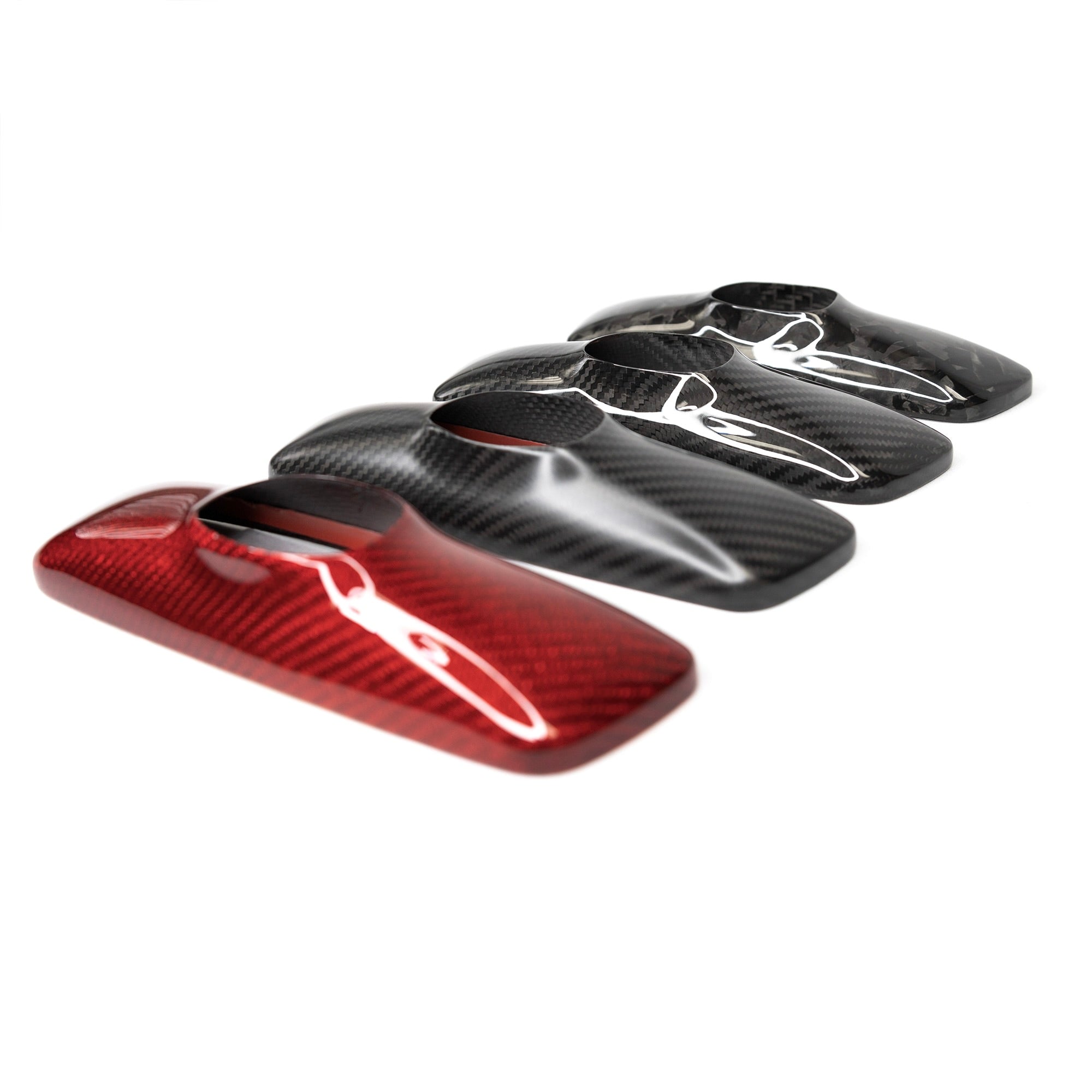 2017+ | Model 3 &amp; Y Rearview Mirror Backside Overlay - Real Molded Carbon Fiber