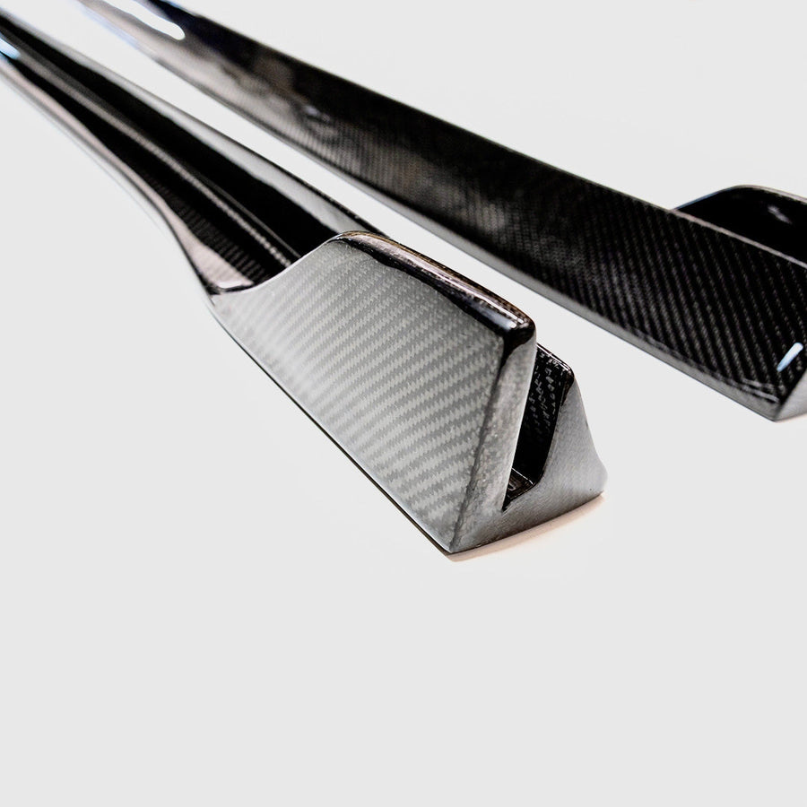 Model 3 Side Skirts Open Back Hollow Version - Real Molded Carbon Fiber
