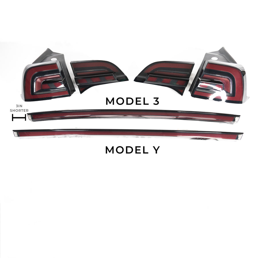 Model 3 & Y Knight-Rider Gen. 2 LED Tail Light & Trunk Stripe (5 Pieces)