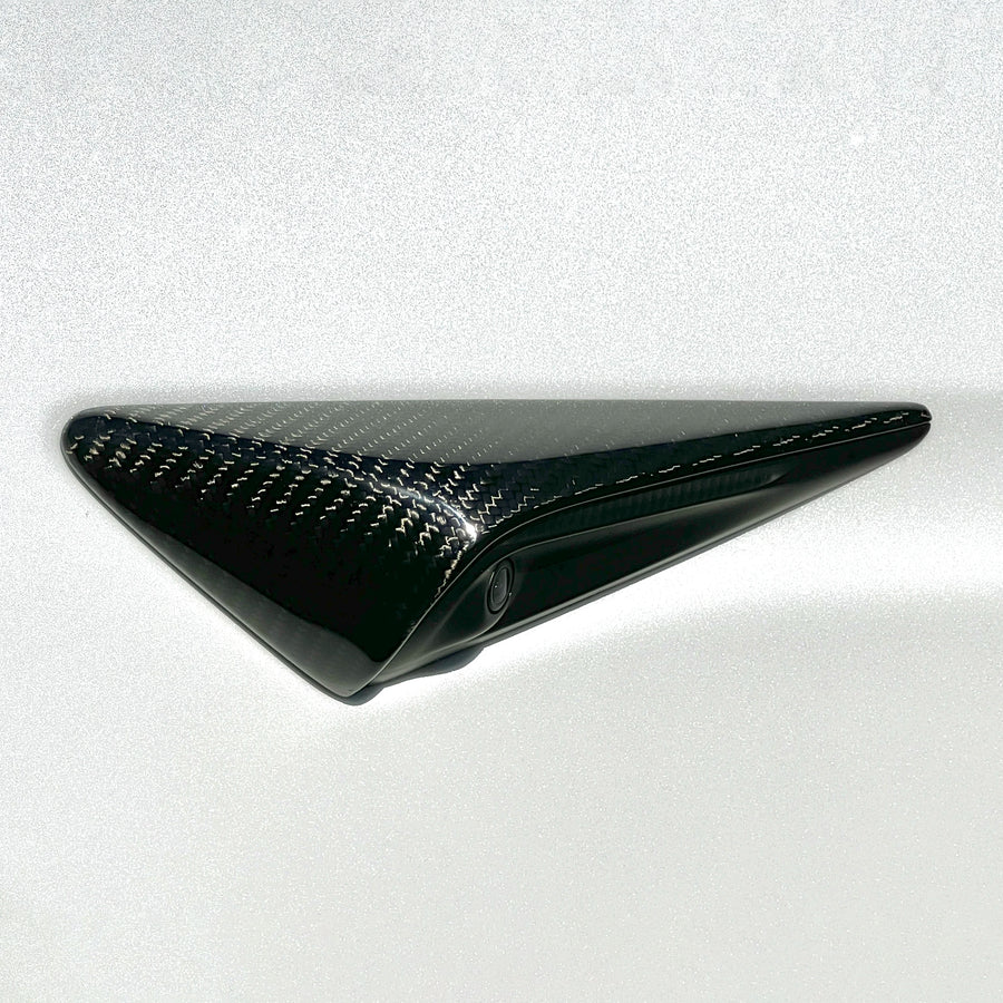 2021-2022 | Model S Top Half Style Turn Signal Overlays - Fits Hardware 3.0 - Real Dry Molded Carbon Fiber (1 Pair)