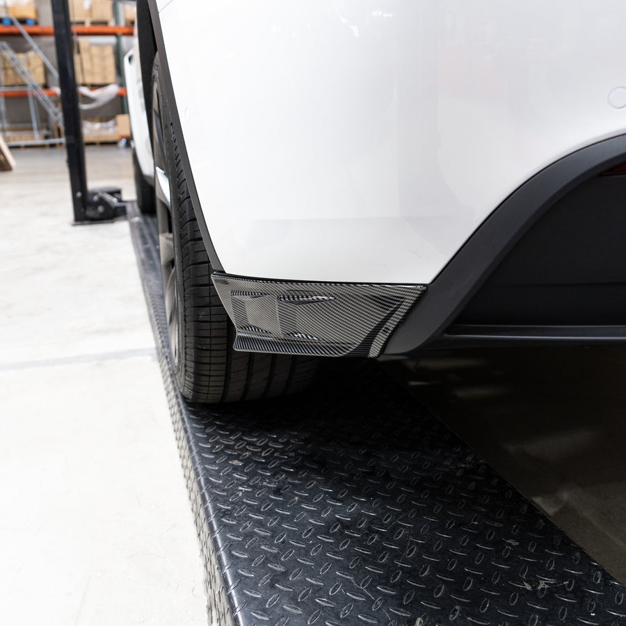 Model Y Rear Bumper Corner Flanges (2 Pieces) - Hydro Carbon Fiber Coated