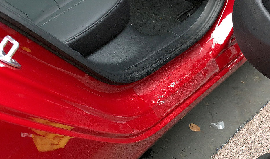 Model 3 &amp; Y Back Door Sill Protectors (1 Pair) - Clear Bra