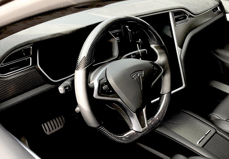 2012-2021 Model S & X Carbon Fiber Steering Wheel - Glossy Finish