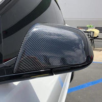 Model 3 Side View Mirror Caps Overlays (1 pair) - Real Molded Carbon Fiber