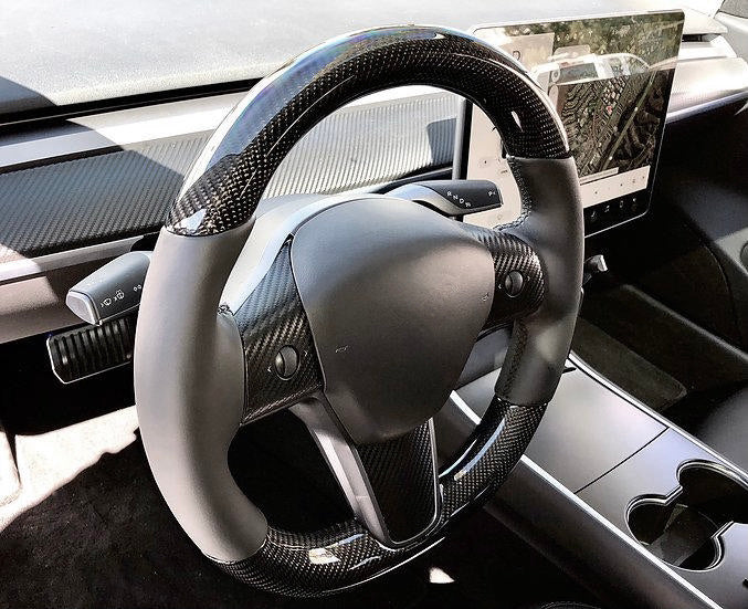 Model 3 & Y - Standard Steering wheel - Real Molded Carbon Fiber