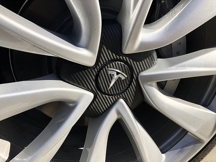 Model 3 Wheel Hub Carbon Fiber Wrap for 19&quot; &amp; 20&quot; Wheels (Set of 4)