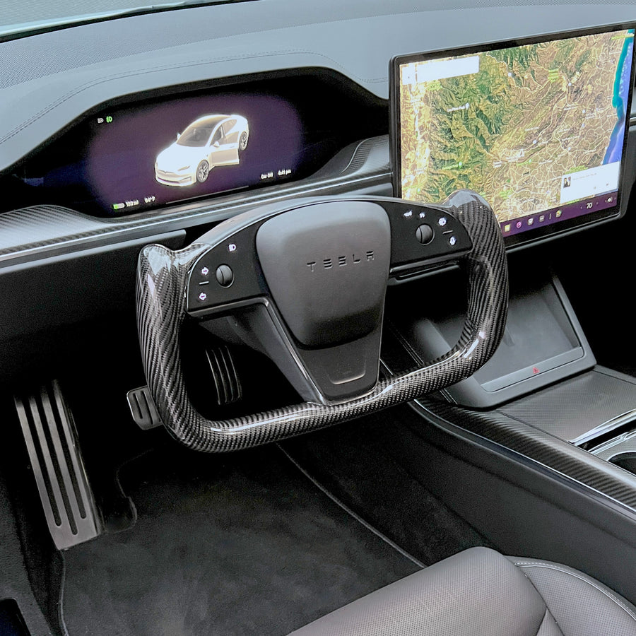 2021-2023 | Model S & X Yoke Heated Steering Wheel - Real Molded Carbon Fiber