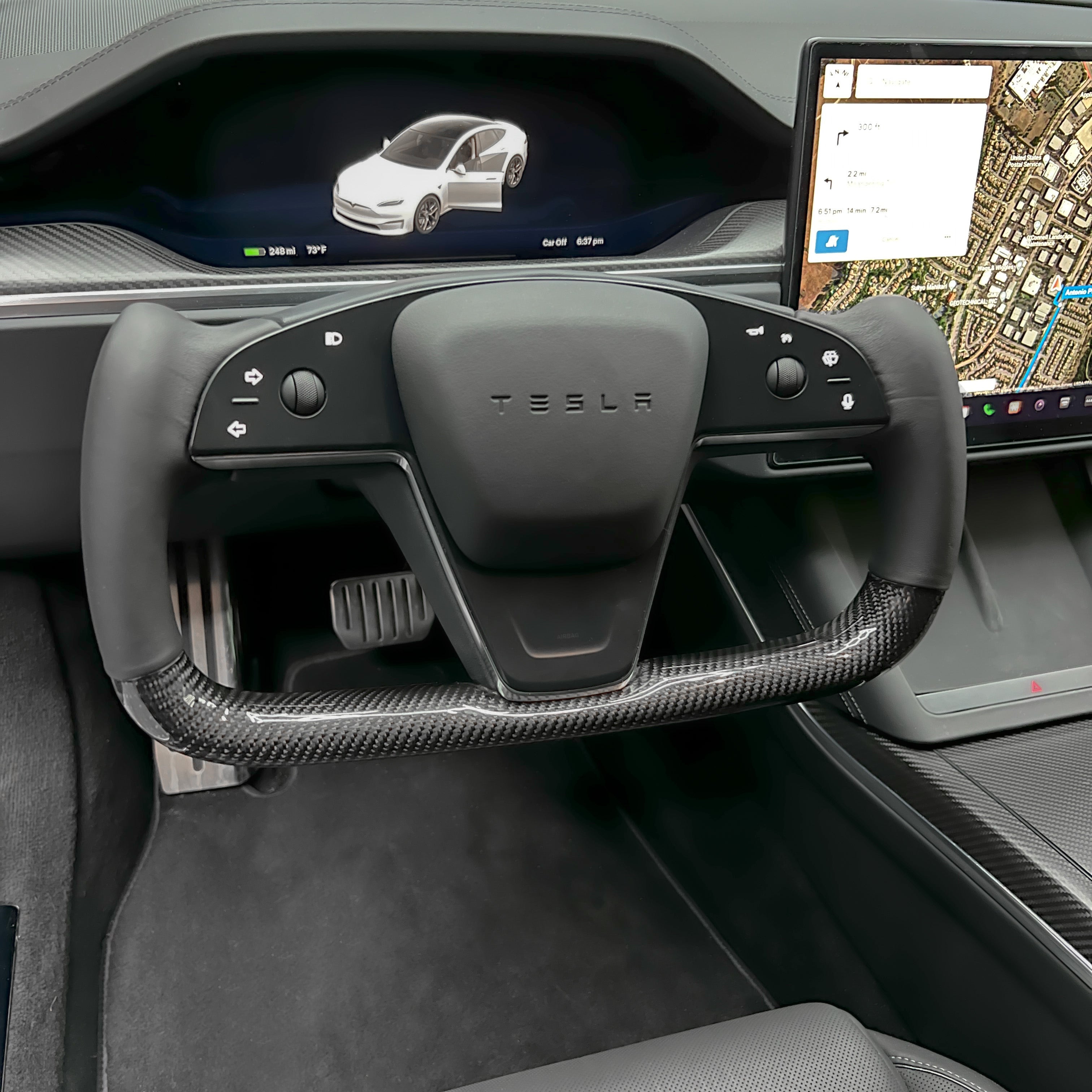 2021-2023 | Model S & X Yoke Heated Steering Wheel - Real Molded
