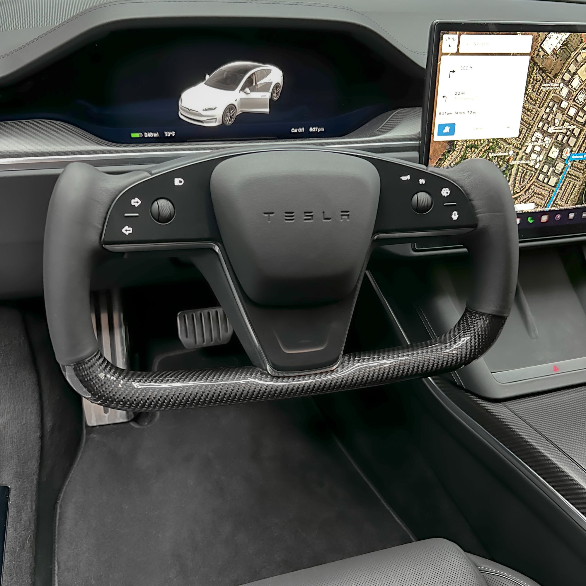 2021-2023 | Model S &amp; X Yoke Heated Steering Wheel - Real Molded Carbon Fiber