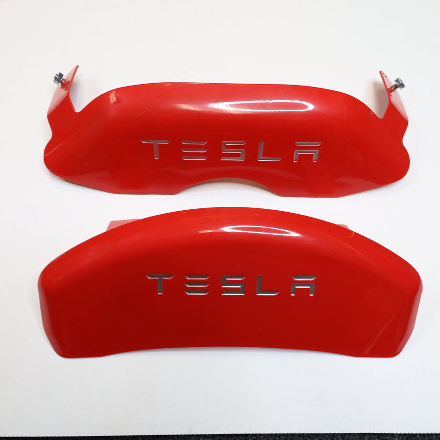 Model 3 Flat Caliper Covers - Red (Engraved TESLA or with Vinyl TESLA Letters ) - $69 with 40% OFF