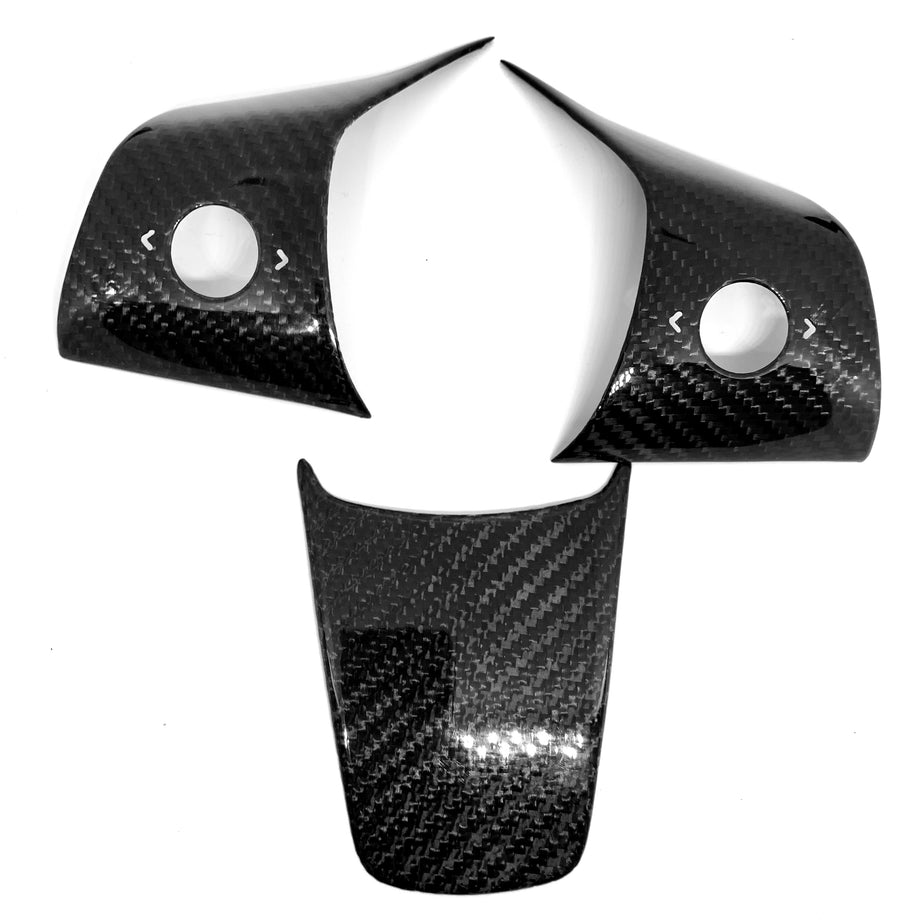 Model 3 & Y Steering Wheel Overlay (3 Piece) - Real Molded Carbon Fiber