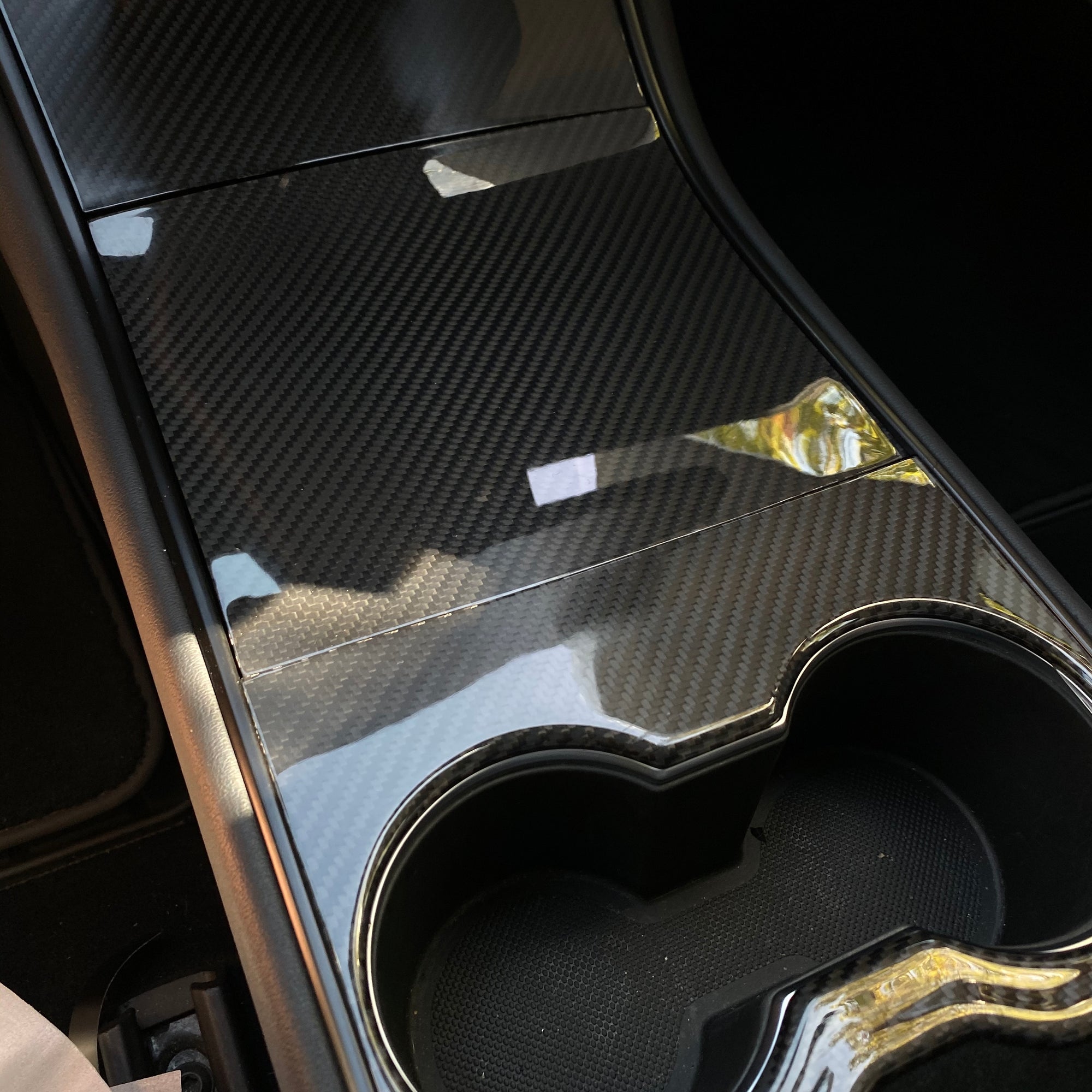 Model 3 &amp; Y Center Console Overlays (Gen. 1) - Real Molded Carbon Fiber