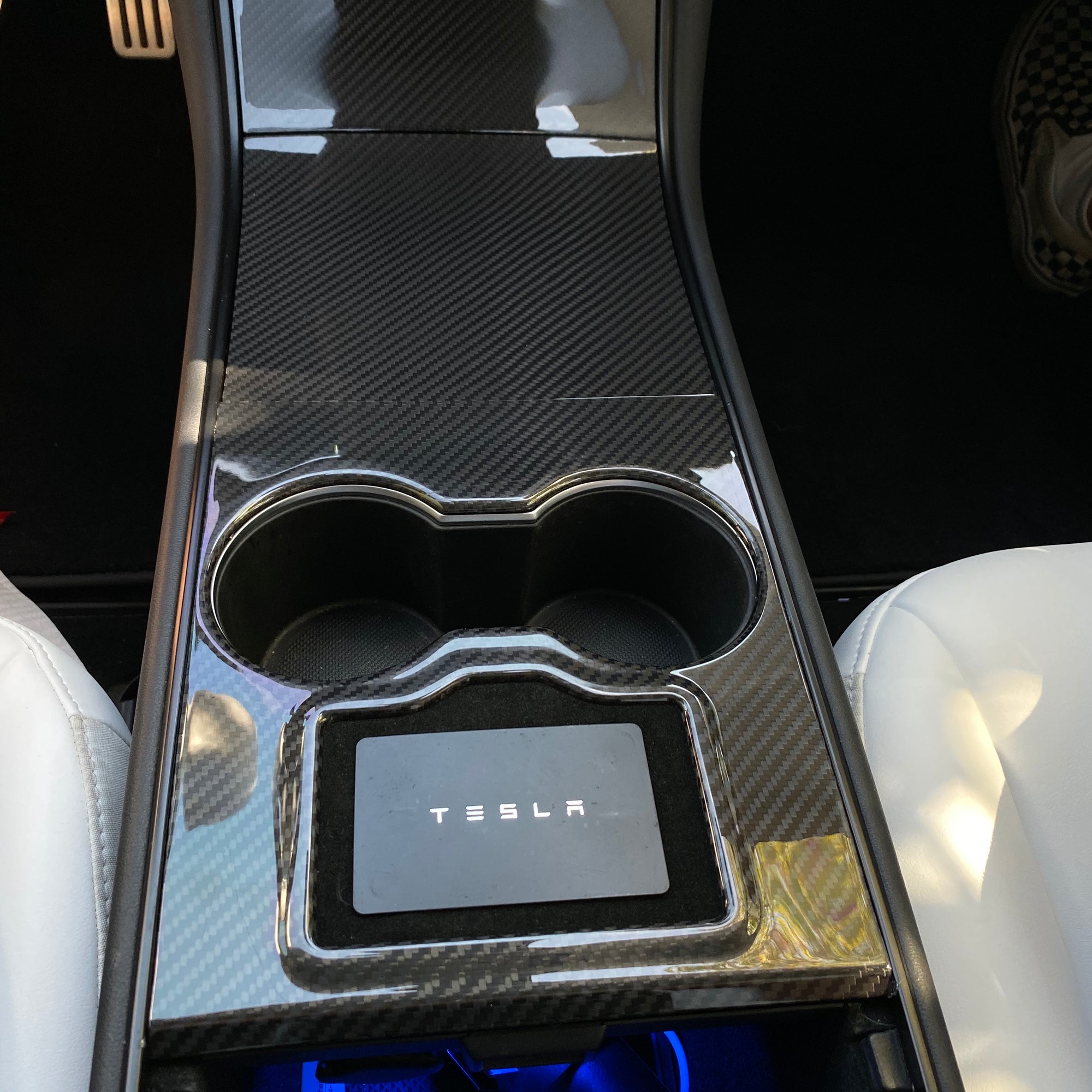 Model 3 &amp; Y Center Console Overlays (Gen. 1) - Real Molded Carbon Fiber