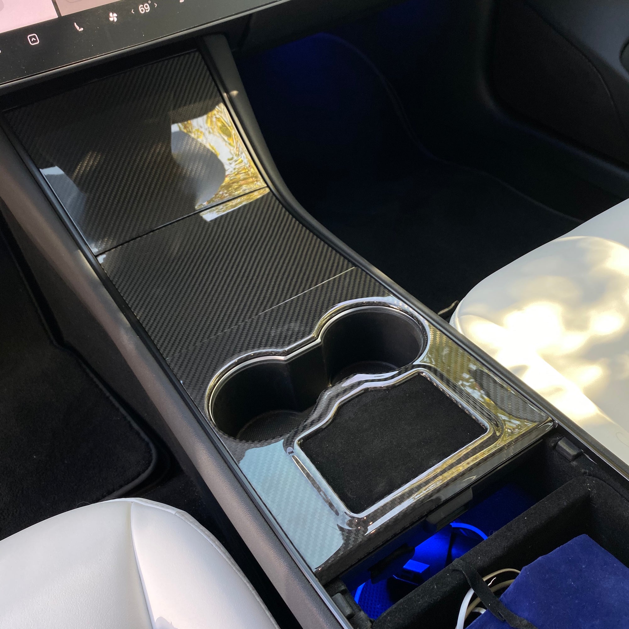 Model 3 &amp; Y Center Console Overlays (Gen. 1) - Real Molded Carbon Fiber