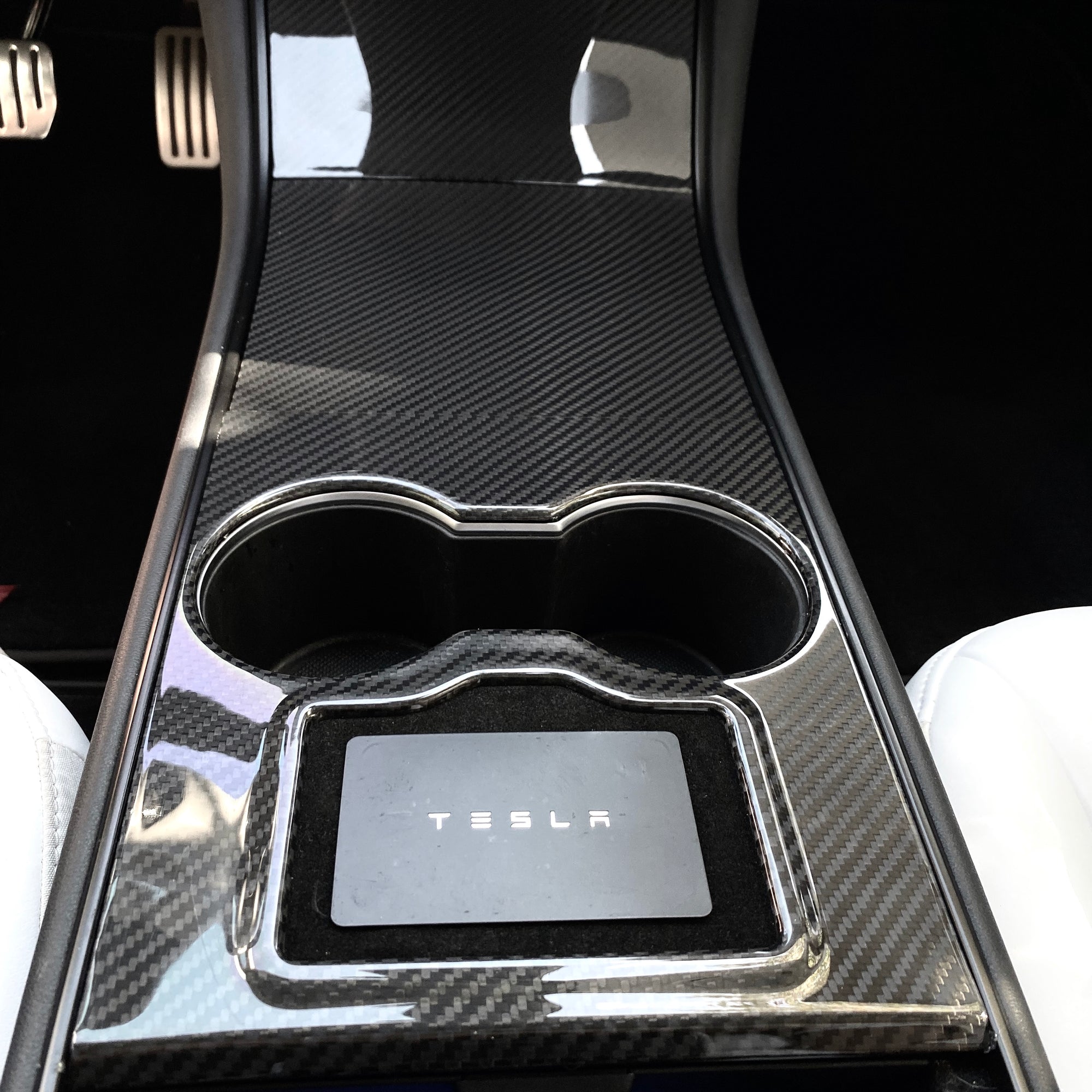 Model 3 &amp; Y Center Console Overlays (Gen. 1) - Real Molded Carbon Fiber