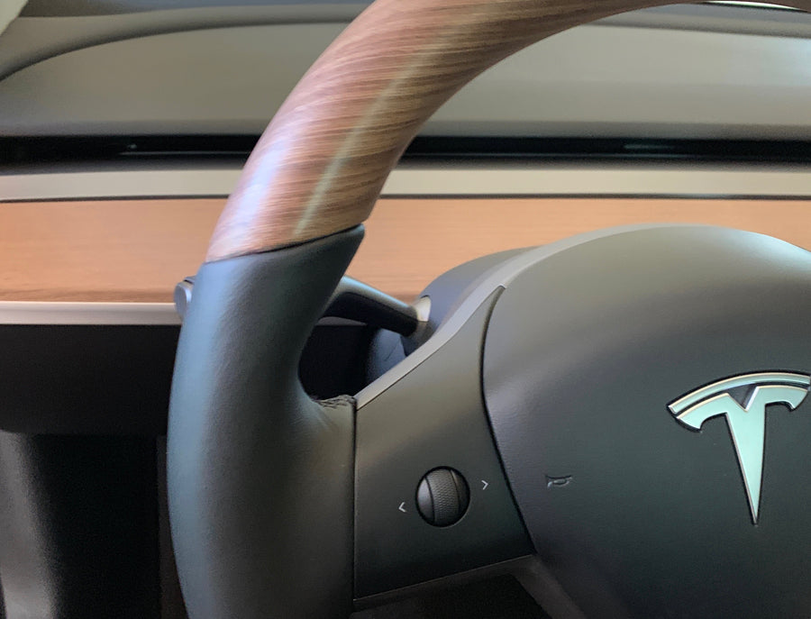 Model 3 & Y - Open Pore Wooden Steering Wheel Top Only