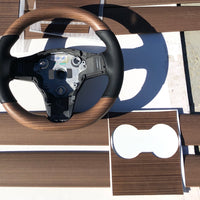 Model 3 & Y - Standard Steering Wheel - Real Open Pore Wood