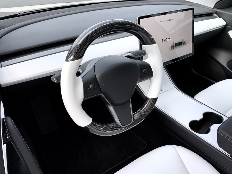 Model 3 & Y - Standard Steering wheel - Real Molded Carbon Fiber