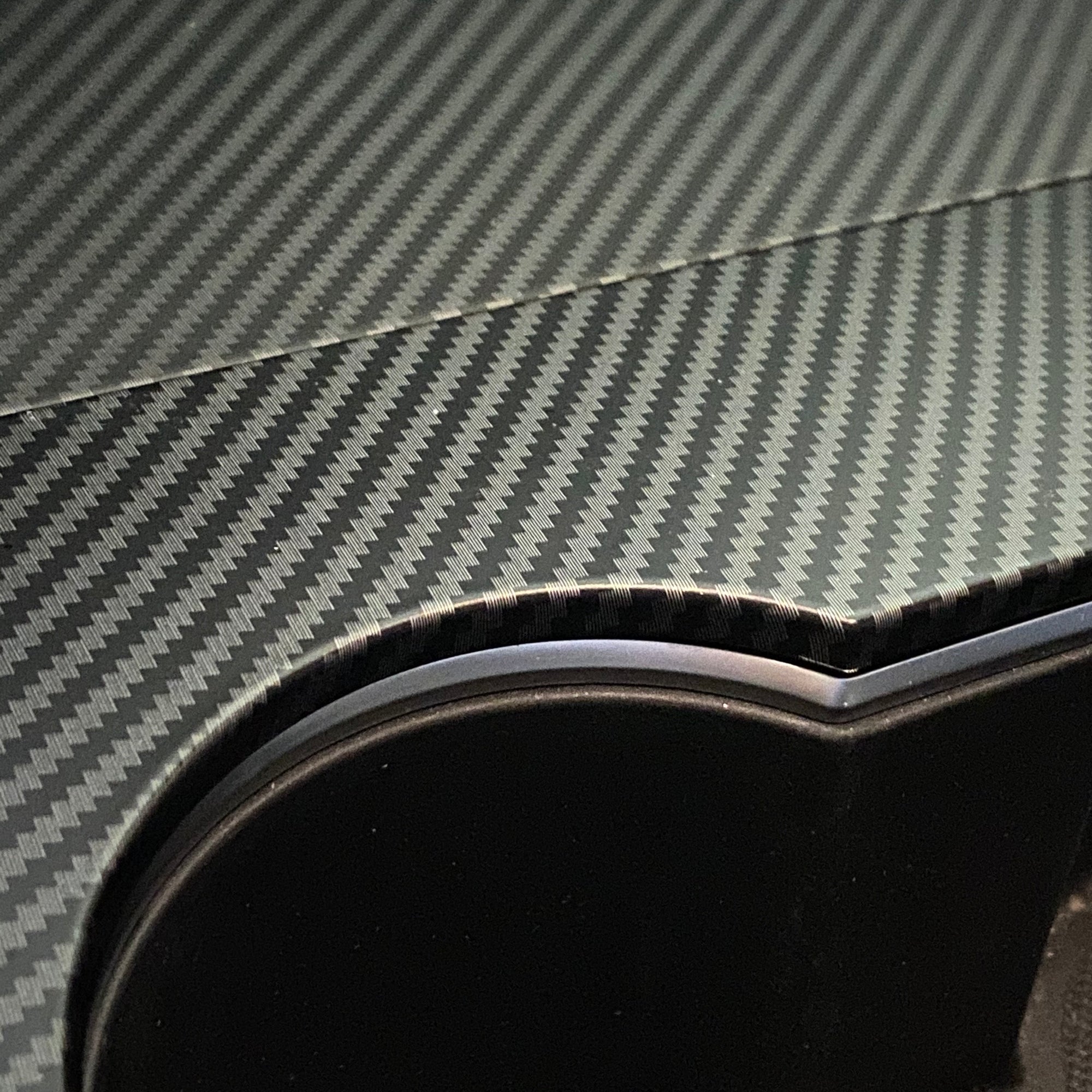 Model 3 &amp; Y Center Console Cap ABS Plastic (Gen. 1) - Hydro Carbon Fiber Coated