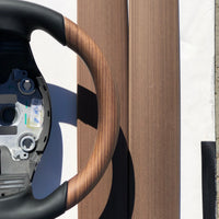 Model 3 & Y - Standard Steering Wheel - Real Open Pore Wood