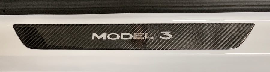 Model 3 Molded Carbon Fiber Front Door Sill Covers (1 Pair)